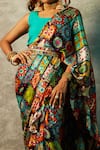 Esha L Amin_Multi Color Modal Satin Printed Tile Saree _Online_at_Aza_Fashions