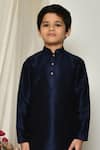 Petite Pomme_Blue Silk Solid Kurta Set With Pant _Online_at_Aza_Fashions