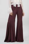 Shruti S_Brown Modal Bell Bottom Pant_Online_at_Aza_Fashions