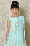 Petite Pomme_Sky Blue Net Embroidery, Sequins Geometric Cluster Threadwork Lehenga Set_Online_at_Aza_Fashions
