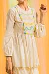 Kacha Tanka_Ivory Kurta And Dhoti Cotton Voile Hand Embroidery Bead Embellished & Pant Set _Online_at_Aza_Fashions