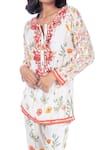 Monisha Jaising_Ivory Cotton Silk Printed Floral Pattern Round Tunic And Pant Set  _Online_at_Aza_Fashions