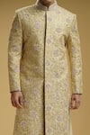 Kommal Sood_Beige Dupion Silk Embroidered Cutdana Embellished And Sherwani Set  _Online_at_Aza_Fashions