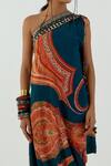 Shop_Aseem Kapoor_Blue Natural Crepe Bead Asymmetric Rasa Ambi Print One Shoulder Dress_Online_at_Aza_Fashions