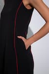 Pocketful Of Cherrie_Black Crepe Plain Round Neck Sleeveless Straight Silhouette Dress  _Online_at_Aza_Fashions