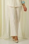 Sakshi Khetterpal Ivory Chanderi Beads, Pearls, Embroidery Collared Shirt And Pant Set Online at Aza Fashions Sakshi Khetterpal_Ivory Chanderi Beads, Pearls, Embroidery Collared Shirt And Pant Set _Online_at_Aza_Fashions