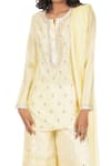 Monisha Jaising_Yellow Raw Silk Hand Embroidered Kurta Set With Chikankari Sharara  _Online_at_Aza_Fashions