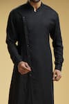 Kommal Sood Black Cotton Silk Solid Slide-open Kurta And Trouser Set Online at Aza Fashions Kommal Sood_Black Cotton Silk Solid Slide-open Kurta And Trouser Set _Online_at_Aza_Fashions