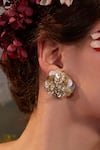 House of D'oro_White Semi Precious Stone Elora Embellished Earrings_Online_at_Aza_Fashions