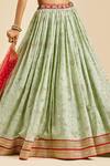 Nitika Gujral_Green Lehenga Chinnon Embroidery Zari Leaf Neck Set _Online_at_Aza_Fashions