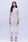 Shivani Bhargava_White Round Handwoven Chanderi Kurta Set _Online_at_Aza_Fashions