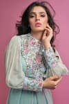 Buy_suruchi parakh_Blue Satin Silk And Georgette Lining Shantoon Embellishment Floral Jumpsuit_Online_at_Aza_Fashions