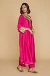 Shop_Label Niti Bothra_Pink Silk Pitta, Marodi Keyhole Neck And Sleeves Kurta Set _Online_at_Aza_Fashions