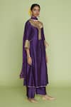 Shop_Label Niti Bothra_Purple Silk Pitta, Marodi Keyhole Embroidered Kurta And Palazzo Set _Online_at_Aza_Fashions