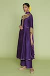 Buy_Label Niti Bothra_Purple Silk Pitta, Marodi Keyhole Embroidered Kurta And Palazzo Set _Online_at_Aza_Fashions