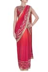 Buy_Rajat & Shraddha_Ombre Sequin And Cutdana Embroidered Pre-draped Saree With Blouse_at_Aza_Fashions