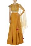 Buy_Bhumika Sharma_Yellow Crepe Silk Embellished Lehenga Set_at_Aza_Fashions