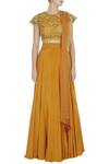 Shop_Bhumika Sharma_Yellow Crepe Silk Embellished Lehenga Set_Online_at_Aza_Fashions