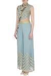 Buy_Ayesha Aejaz_Blue Round Cutout Flared Jumpsuit With Jacket For Women_Online_at_Aza_Fashions