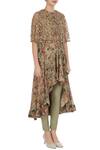 Debyani + CO Green Chiffon, Lycra, Soft Net Floral Rose Printed Attached Cape Tunic And Pants Online at Aza Fashions Debyani + CO_Green Chiffon, Lycra, Soft Net Floral Rose Printed Attached Cape Tunic And Pants _Online_at_Aza_Fashions