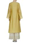 Shop_Shruti Ranka_Yellow Chanderi Silk Notched Kurta And Palazzo Set  _at_Aza_Fashions