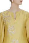 Shruti Ranka_Yellow Chanderi Silk Notched Kurta And Palazzo Set  _at_Aza_Fashions