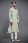 Buy_Raghavendra Rathore Jodhpur_Green Silk Embroidery Thread Kurta_at_Aza_Fashions