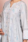 Ruh Clothing_Blue Cotton Silk Mulmul Notched Chikankari Kurta Set _Online_at_Aza_Fashions