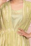Ruh Clothing_Green Chanderi Jacket Open Slip Round Chikankari Anarkali Set _Online_at_Aza_Fashions
