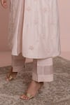 Buy_Ruh Clothing_Pink Cotton Silk Mulmul V Neck Chikankari Kurta Set _Online_at_Aza_Fashions