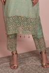 Buy_Ruh Clothing_Green Chanderi Leaf Neck Chikankari Kurta And Pant Set _Online_at_Aza_Fashions