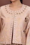 Buy_Ruh Clothing_Beige Chanderi Round Chikankari Jacket And Pant Set _Online_at_Aza_Fashions