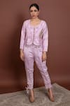 Buy_Ruh Clothing_Purple Chanderi Round Chikankari Jacket And Pant Set _at_Aza_Fashions