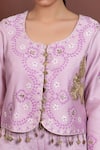 Buy_Ruh Clothing_Purple Chanderi Round Chikankari Jacket And Pant Set _Online_at_Aza_Fashions