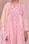 Ruh Clothing_Pink Cotton Silk Mulmul Round Chikankari Kurta Set _Online_at_Aza_Fashions