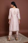 Shop_Ruh Clothing_Brown Chanderi Round Chikankari Kurta Set _at_Aza_Fashions