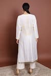 Shop_Ruh Clothing_White Chanderi Notched Chikankari Kurta Set _at_Aza_Fashions