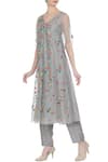 Buy_Rimzim Dadu_Grey Bird Motif Embroidered Organza Dress_at_Aza_Fashions