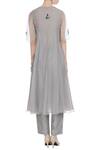 Shop_Rimzim Dadu_Grey Bird Motif Embroidered Organza Dress_at_Aza_Fashions