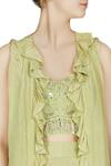 Buy_Arpita Mehta_Green Natural Crepe Silk Embellished Jacket And Draped Skirt Set_Online_at_Aza_Fashions