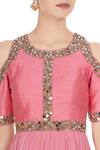 Buy_Kresha Lulla_Pink Embellished Cold-shoulder Gown_Online_at_Aza_Fashions