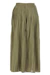 Urvashi Kaur_Olive Green Silk Zari, Embroidery Pleated High Waist Palazzo _Online_at_Aza_Fashions