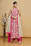 Buy_Nikasha_Pink Printed Floral Motifs Halter Neck Kurta Set _at_Aza_Fashions