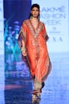 Rajdeep Ranawat_Peach 100% Silk V Neck Embellished Kaftan Dress  _Online_at_Aza_Fashions