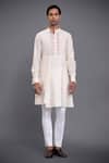 Buy_Raghavendra Rathore Jodhpur_Off White Silk Thread Embroidered Kurta _at_Aza_Fashions