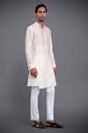 Raghavendra Rathore Jodhpur_Off White Silk Thread Embroidered Kurta _Online_at_Aza_Fashions