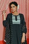 Myaara Black Cotton Keyhole Neck Geometric Woven Pattern Kurta With Pant Online at Aza Fashions Myaara_Black Cotton Keyhole Neck Geometric Woven Pattern Kurta With Pant _Online_at_Aza_Fashions