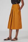 Buy_The Summer House_Yellow Certified Organic Cotton Twill Kian Pleated Midi Skirt_Online_at_Aza_Fashions