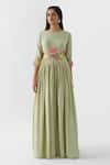 Buy_Suruchi Parakh_Green Cotton Silk, Lining Shantoon Thread Round Embroidered Anarkali _at_Aza_Fashions