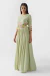 Suruchi Parakh_Green Cotton Silk, Lining Shantoon Thread Round Embroidered Anarkali _Online_at_Aza_Fashions